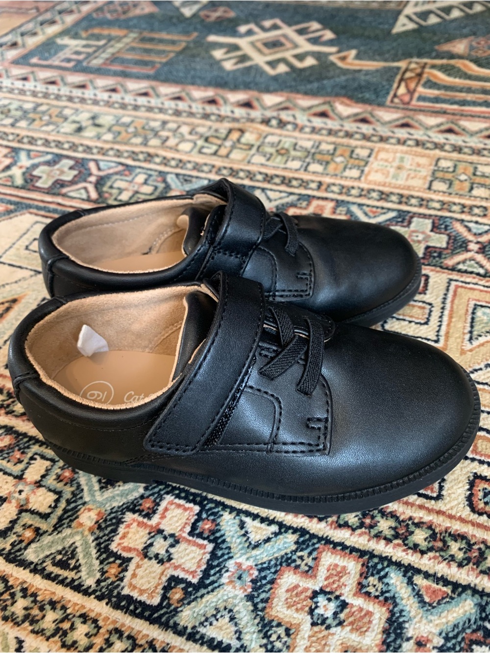 Cat & Jack Black Kids Mary Jane-Style School Shoes with Hook-and-Loop Strap